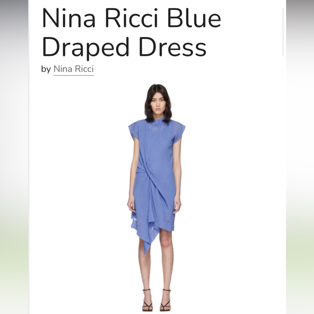 Nina Ricci Blue Draped Dress